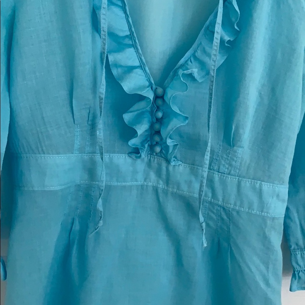 J. Crew Light Blue Ruffle Blouse - Picture 4 of 5